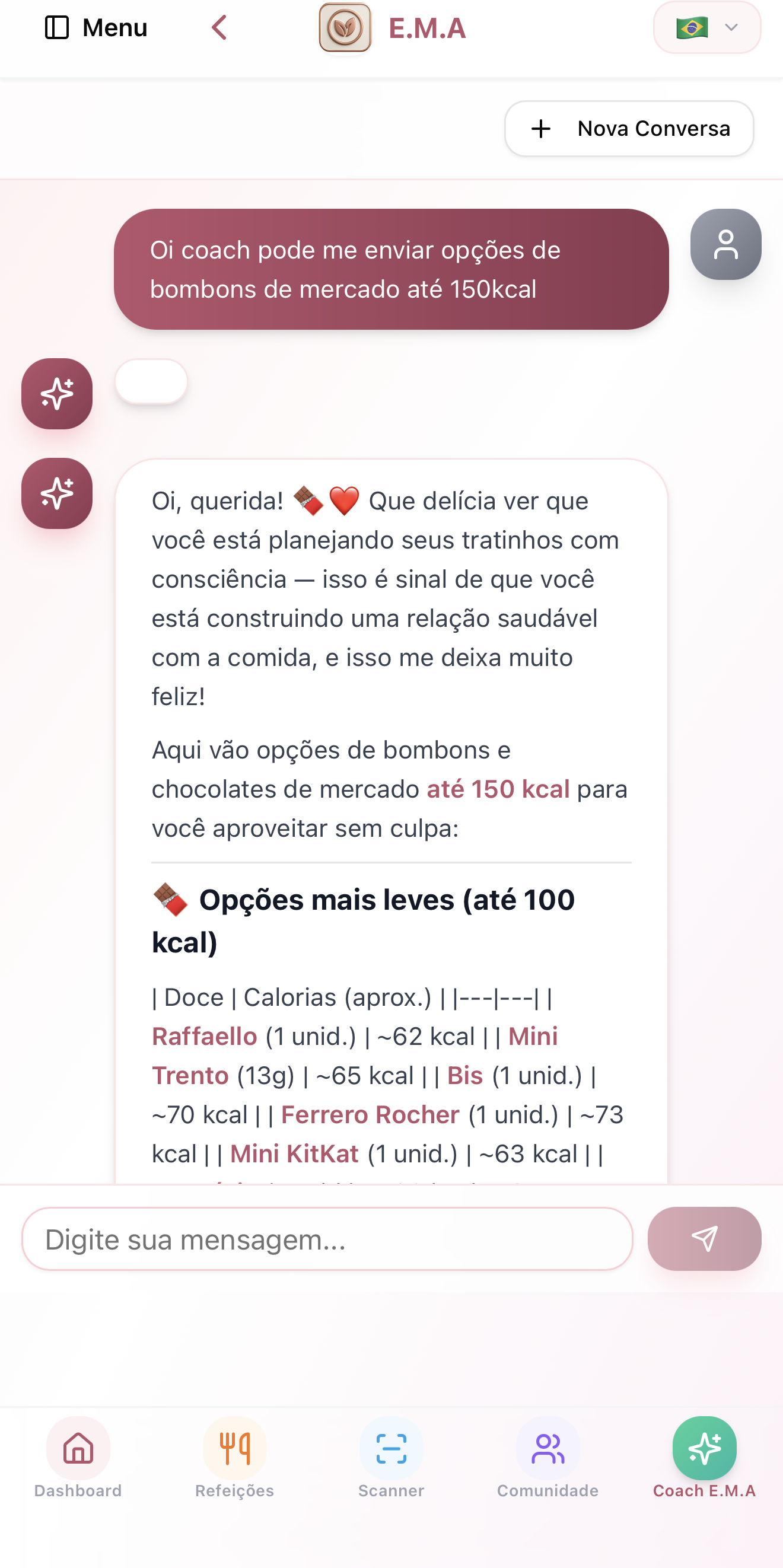 Conversa com o Coach de IA do app E.M.A